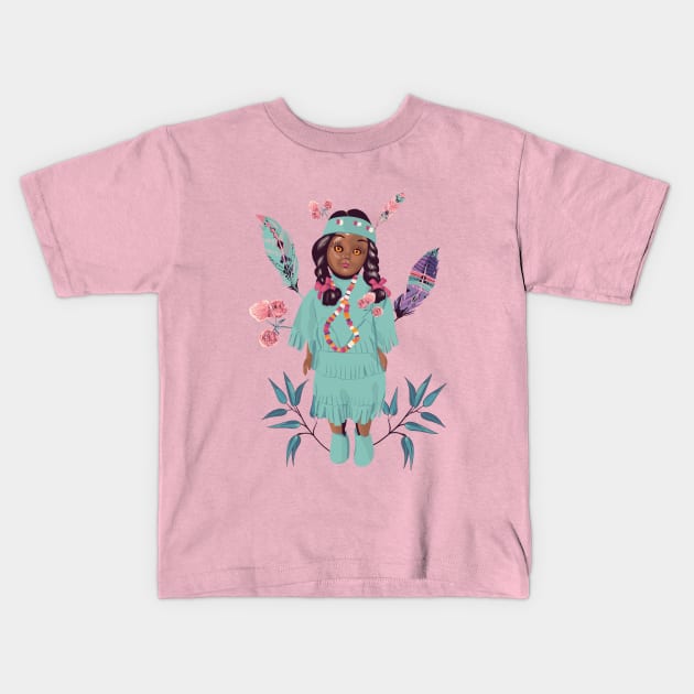 Native American Indian doll Kids T-Shirt by Mimie20